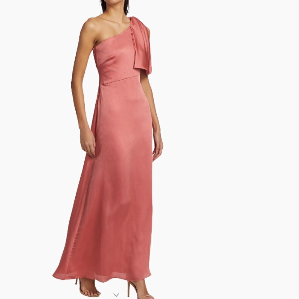 Sachin & Babi Chelsea Crinkle Satin One-Shoulder Gown